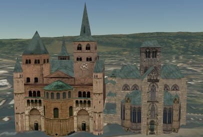 3D-Grundkarte (Geländeoberfläche) und 3D-Modell von Dom und Liebfrauenkirche